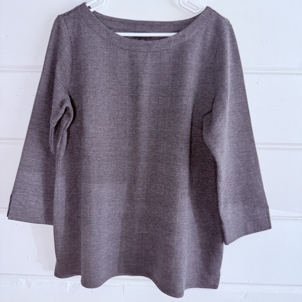 J. Jill Wearever collection top , 3/4 sleeve, gray, boat neck, business, career